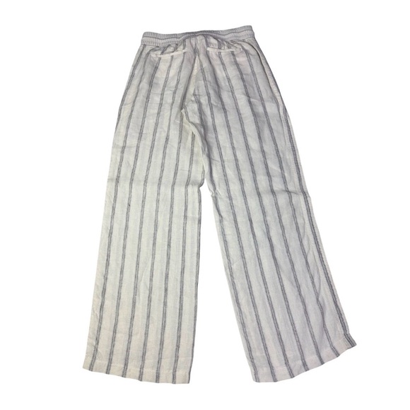 Athleta Pants - Athleta striped wide-leg linen trousers with adjustable drawstring/ zip pocket